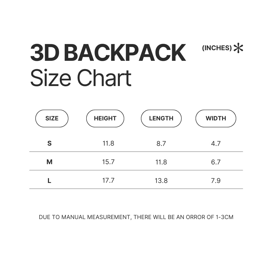 3D Backpack Size Chart - IVE UK Shop
