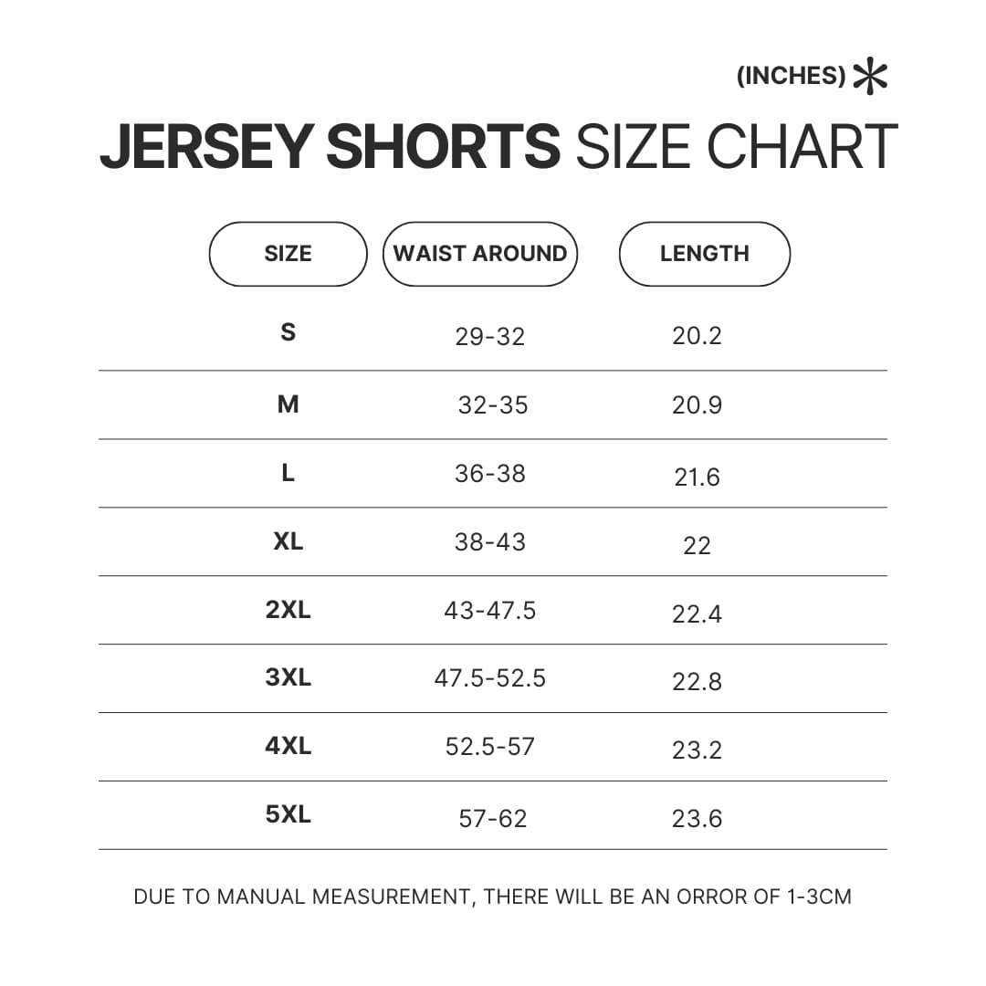 Jersey Shorts Size Chart - IVE UK Shop