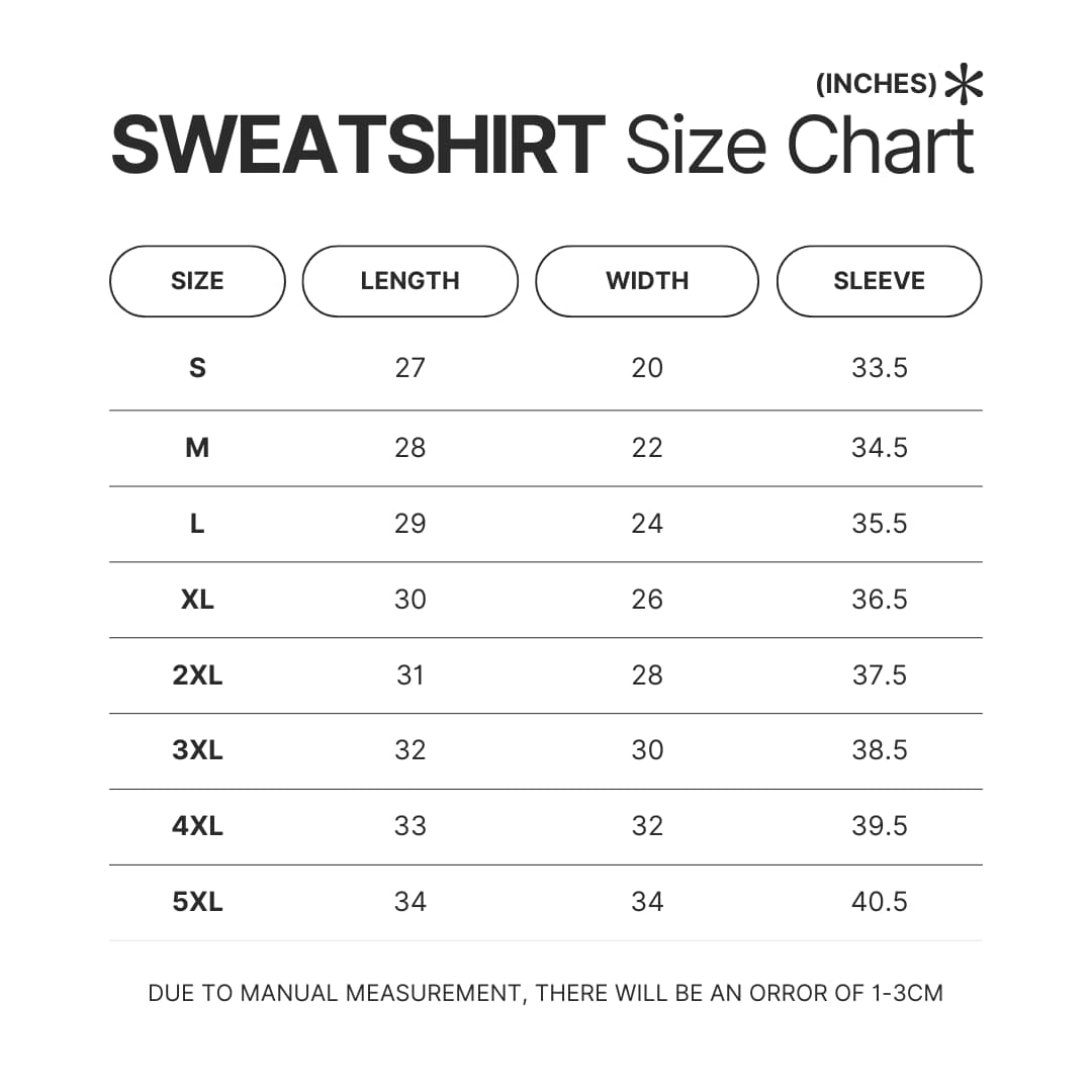 Sweatshirt Size Chart - IVE UK Shop