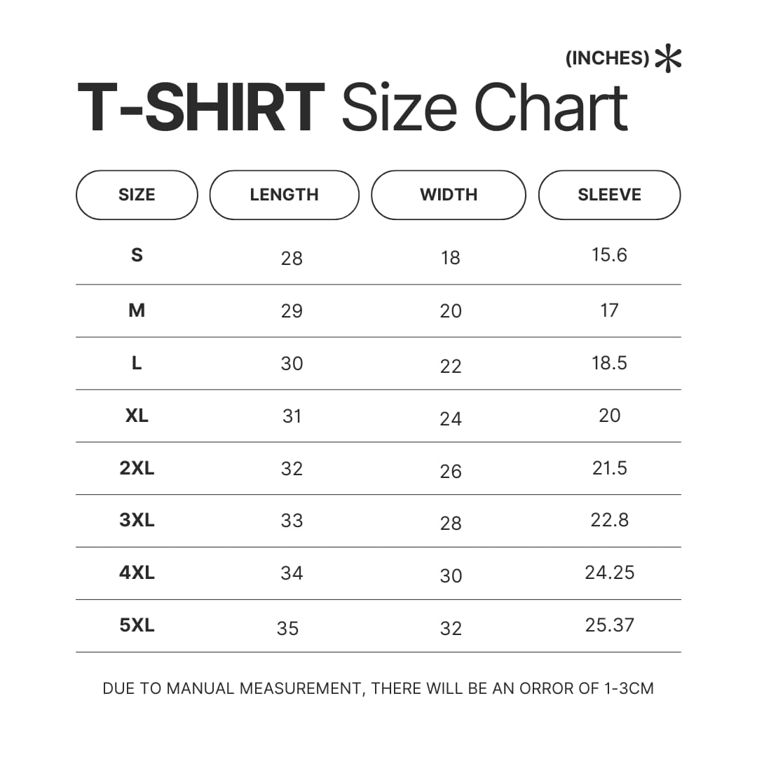 T shirt Size Chart - IVE UK Shop