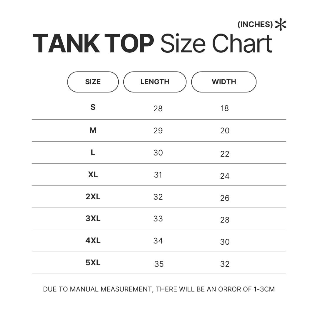 Tank Top Size Chart - IVE UK Shop