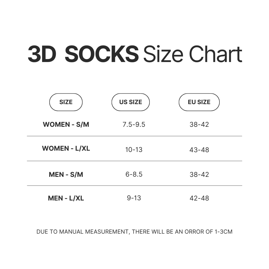 3D Socks Size Chart - IVE UK Shop