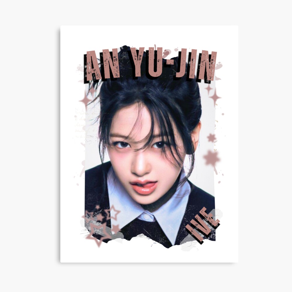 Ive Kpop An Yu Jin Group Girl Members Retro Scrapbook Kpop Collage Design Poster
