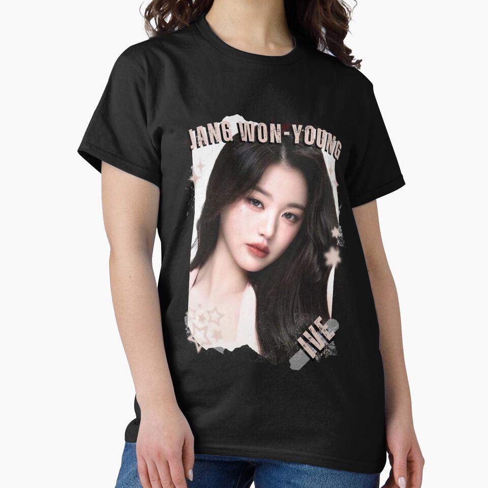Ive Kpop Jang Won Young Group Girl Members Retro Scrapbook Kpop Collage Design T-shirt - Image 2