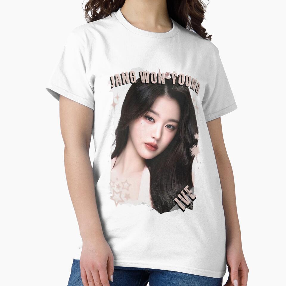 Ive Kpop Jang Won Young Group Girl Members Retro Scrapbook Kpop Collage Design T-shirt