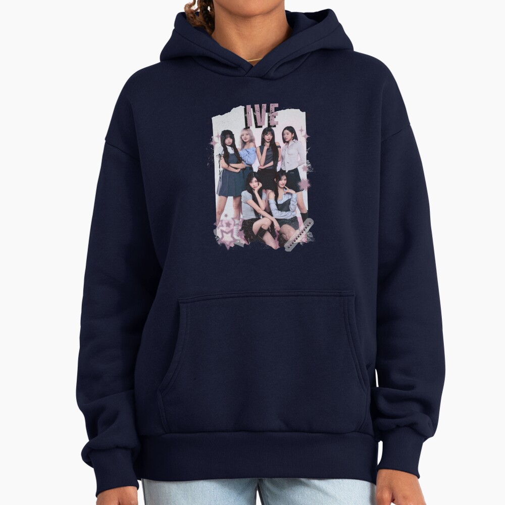 Ive Kpop Group Girl Members Retro Scrapbook Kpop Collage Design Hoodie - Image 5