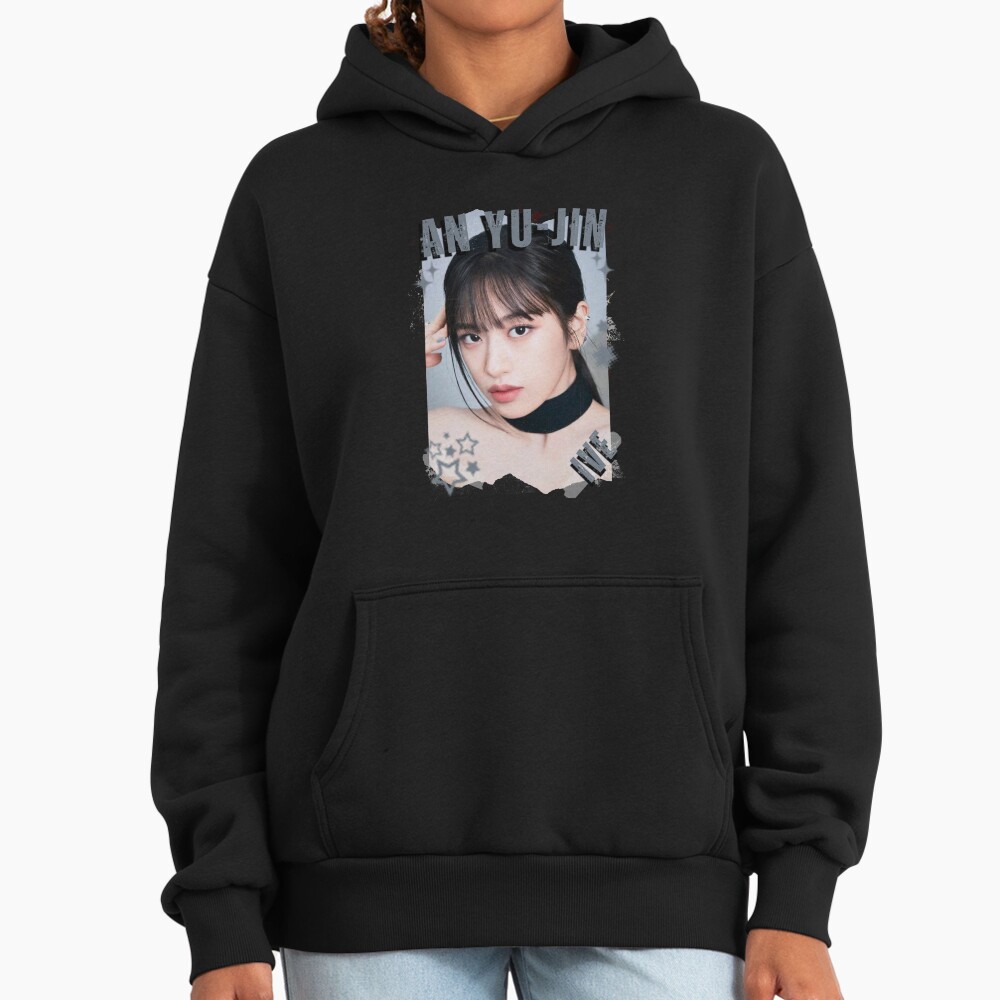 Ive Kpop An Yu Jin Group Girl Members Retro Scrapbook Kpop Collage Design Hoodie - Image 2