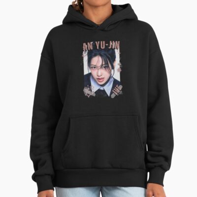 Alternative view of Ive Kpop An Yu Jin Group Girl Members Retro Scrapbook Kpop Collage Design Hoodie