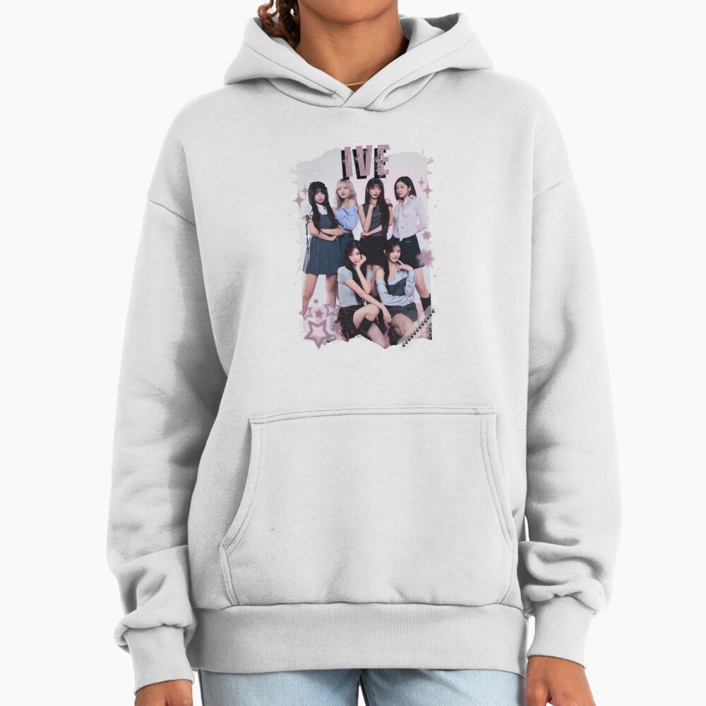 Ive Kpop Group Girl Members Retro Scrapbook Kpop Collage Design Hoodie - Image 2