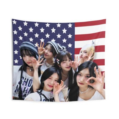 Alternative view of IVE Members Photo America Flag, I Am Ive Concert Kpop Flag Tapestry